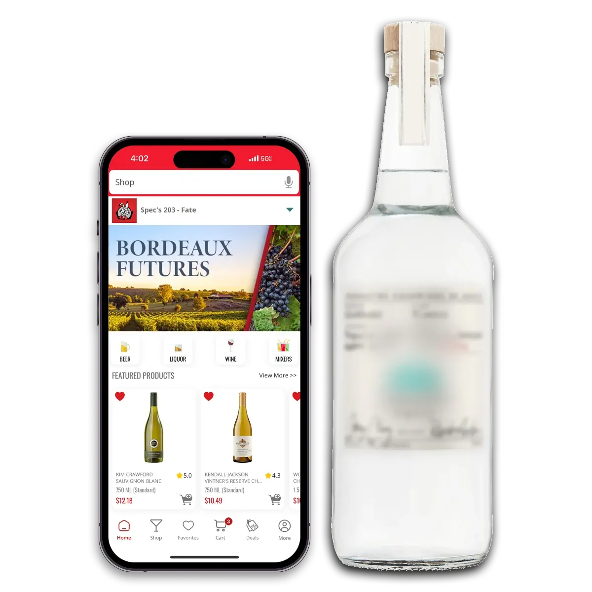 Bottlecapps store app on a phone beside a branded bottle