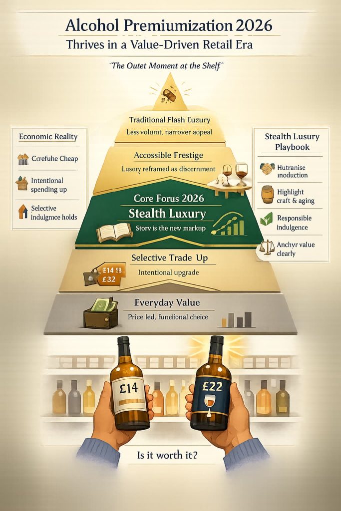 Alcohol premiumization 2026 thrives in value-driven retail era