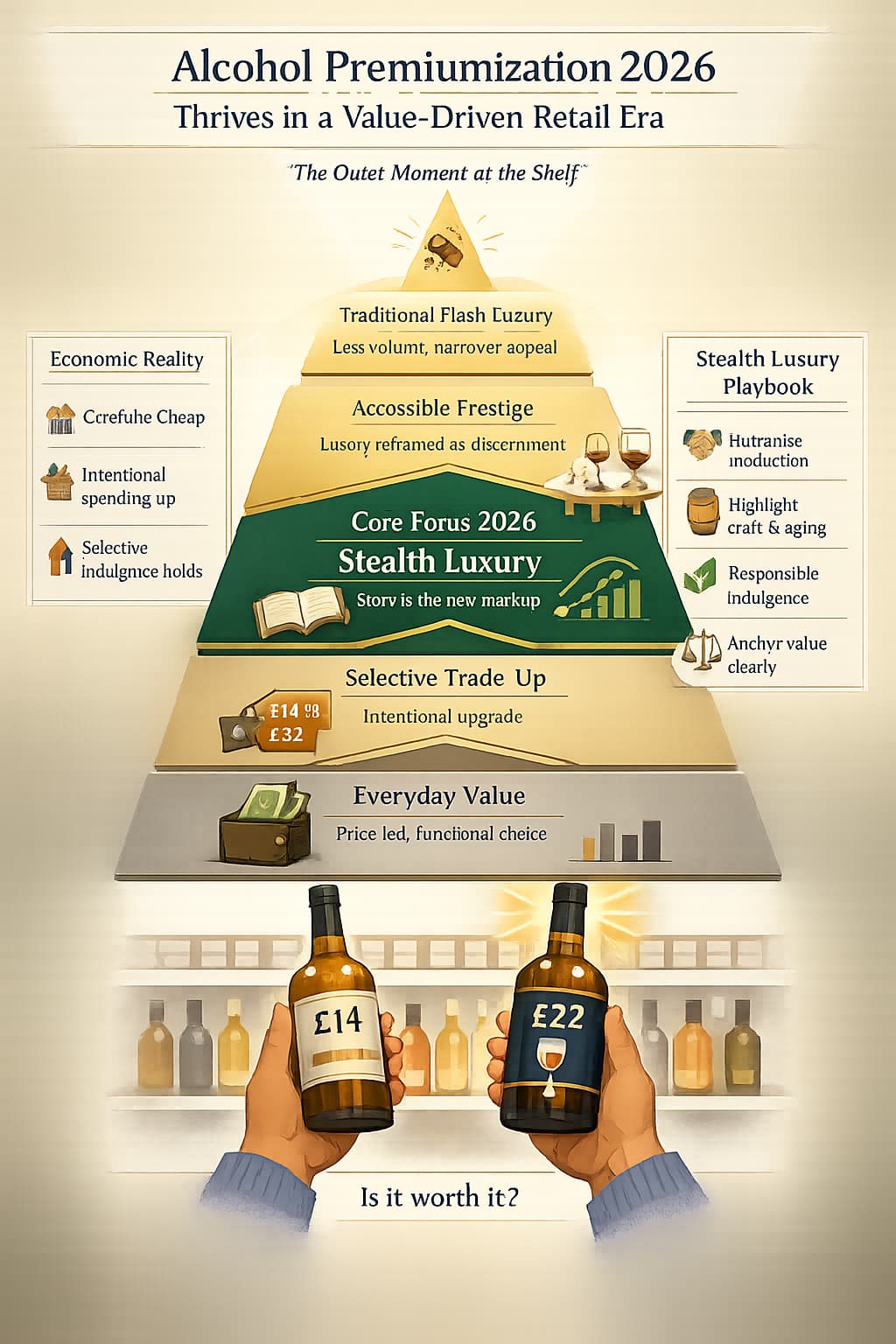 Alcohol premiumization 2026 thrives in value-driven retail era